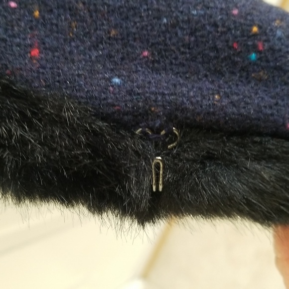 Talbots Navy Wool Blend Faux Fur Trimmed Jacket NWT size 12 - Picture 10 of 12